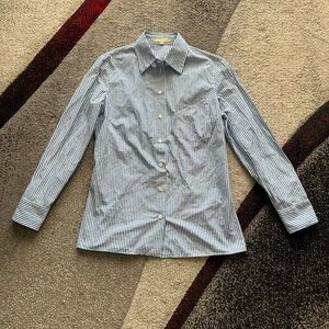 Michael Kors Blue Striped Seersucker Nautical Shirt